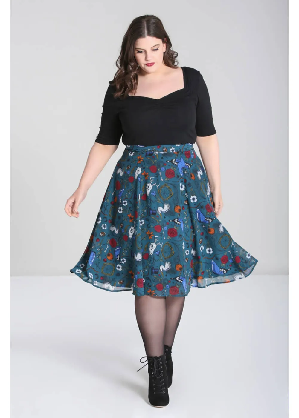 Hell Bunny Sianna 40's Skirt Teal