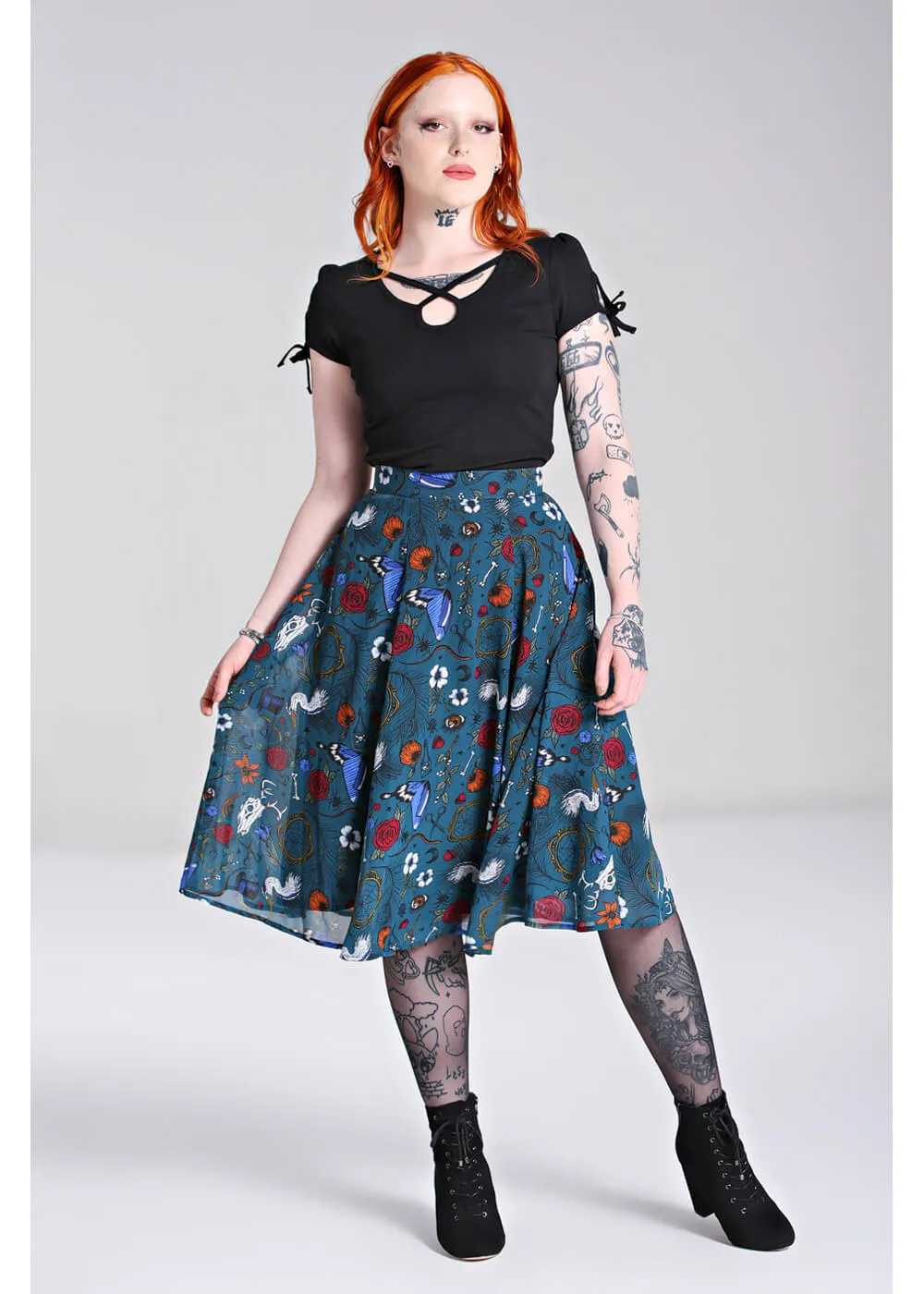 Hell Bunny Sianna 40's Skirt Teal