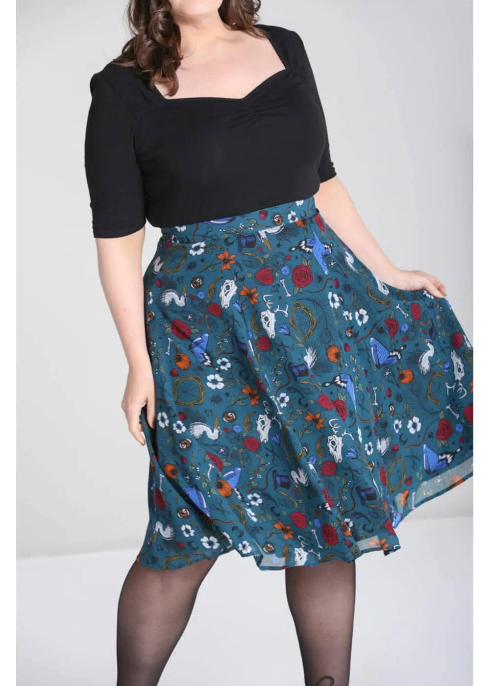 Hell Bunny Sianna 40's Skirt Teal