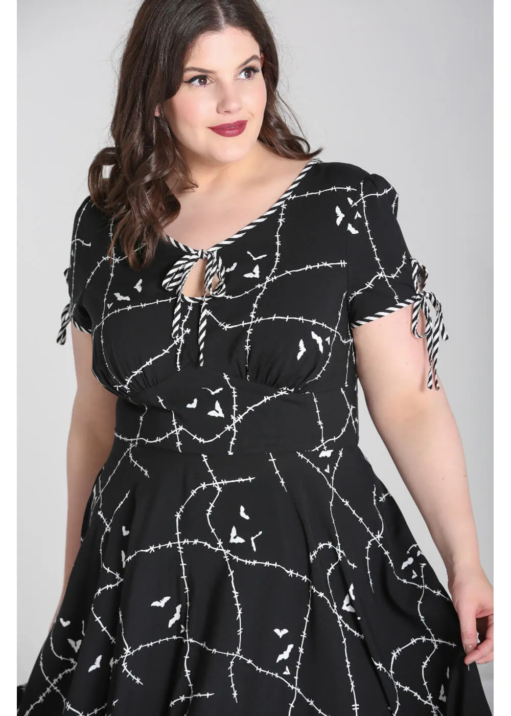 Hell Bunny Stitches 40's Midi Swing Dress Black