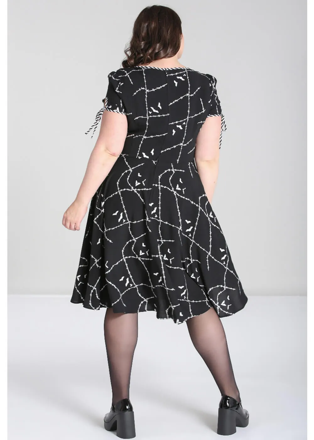 Hell Bunny Stitches 40's Midi Swing Dress Black