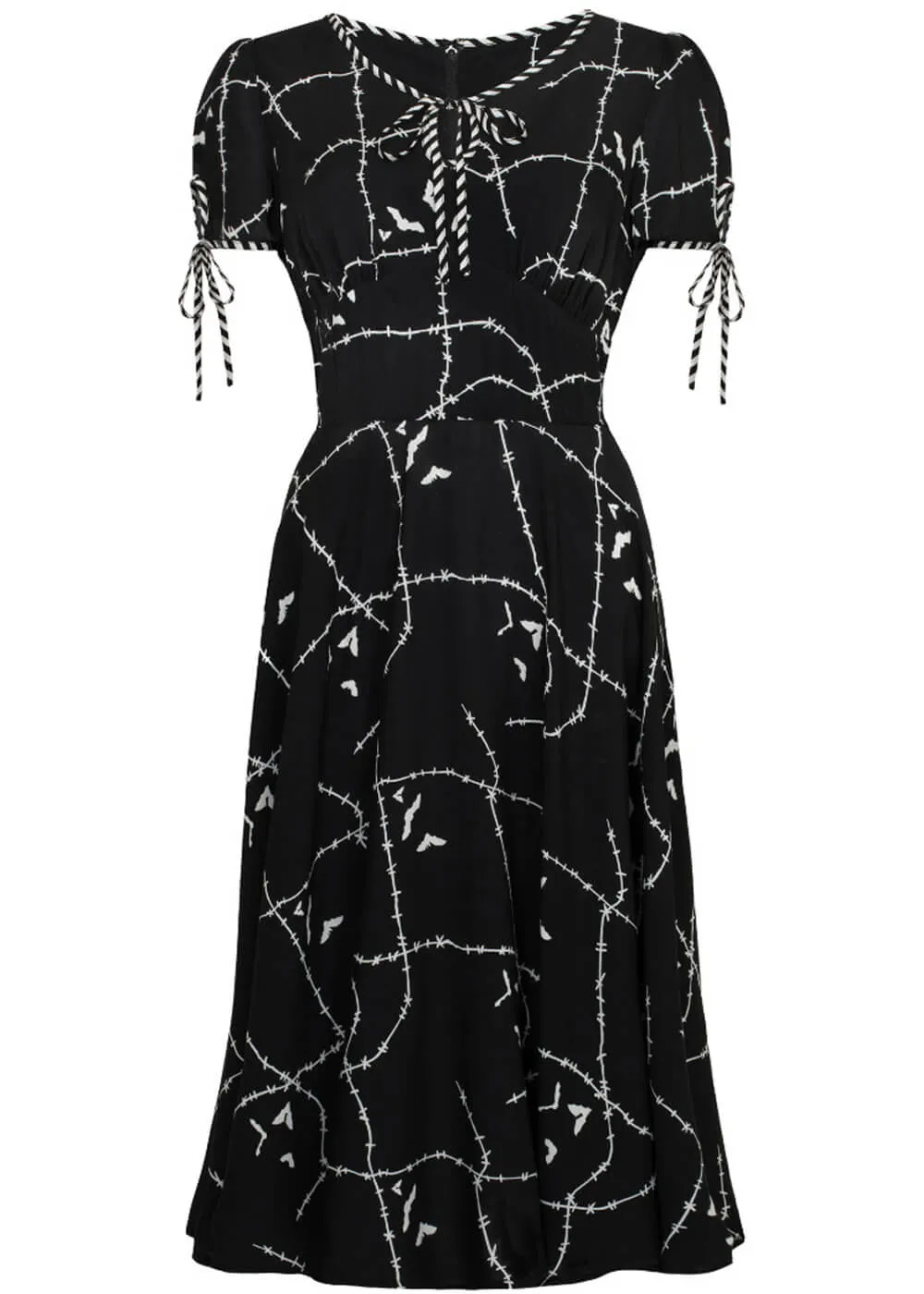 Hell Bunny Stitches 40's Midi Swing Dress Black