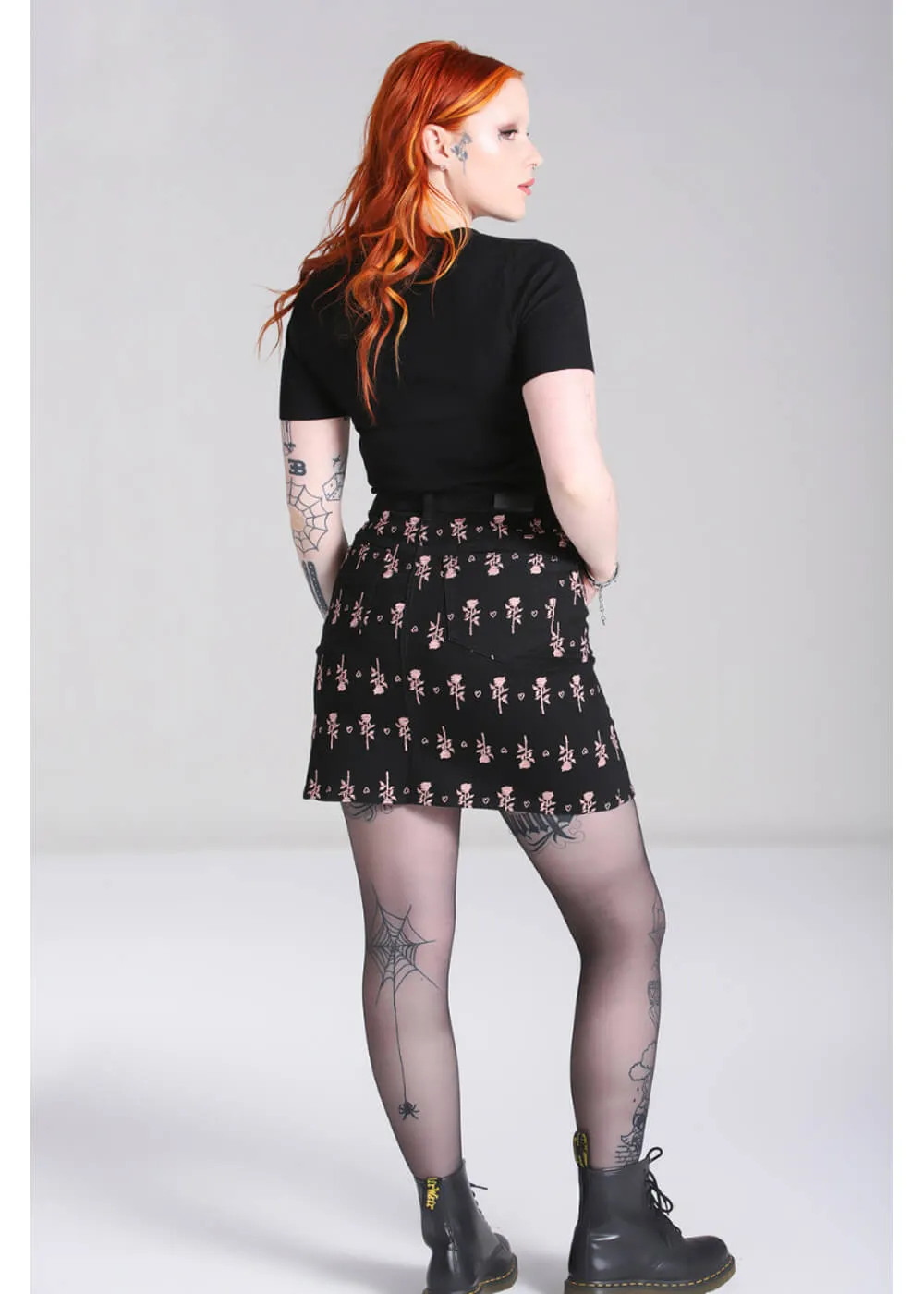 Hell Bunny The Lover Rose 60's Mini Skirt Black