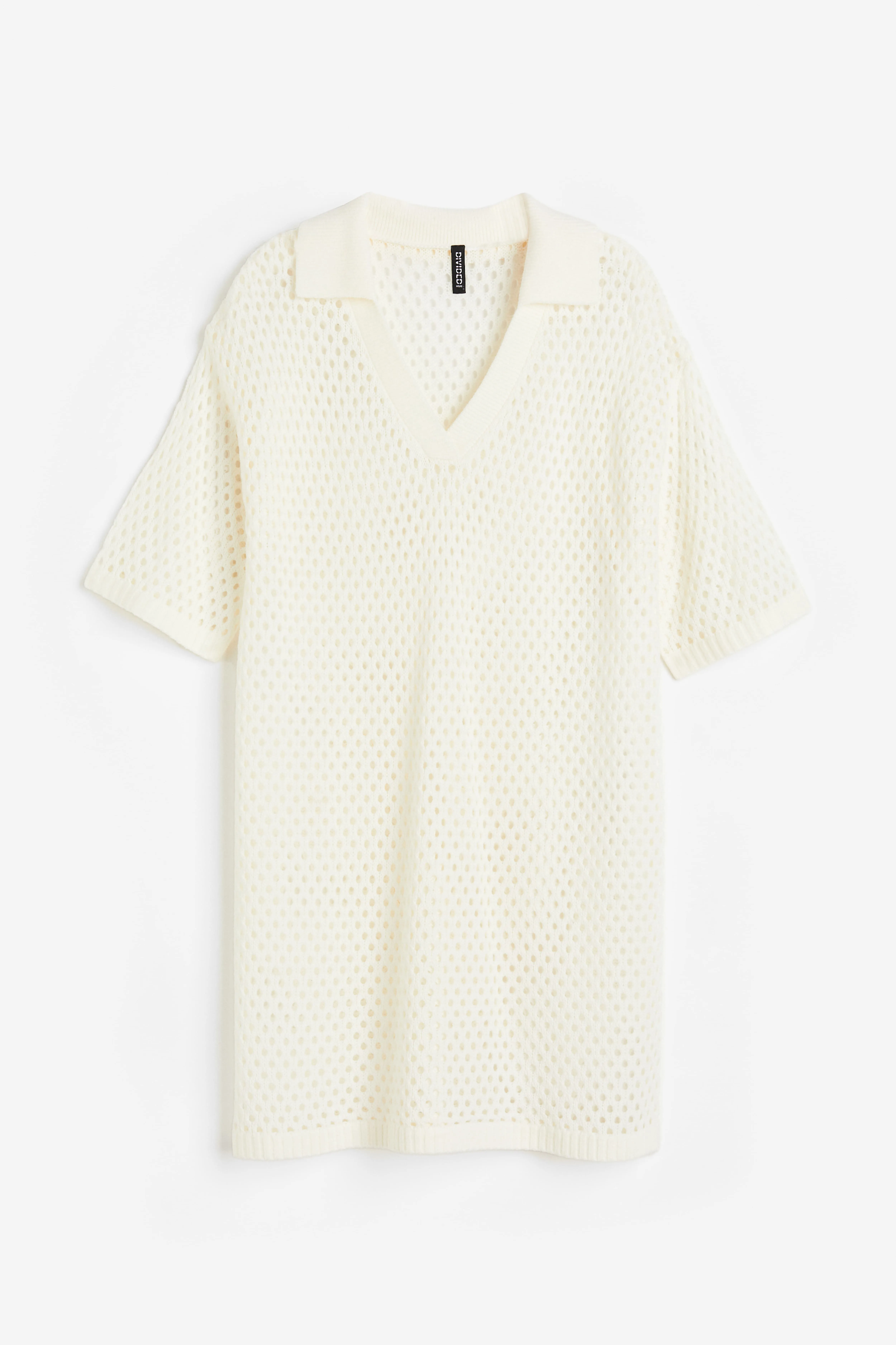 Hole-knit dress - Short sleeve - Short - Cream - Ladies | H&M GB