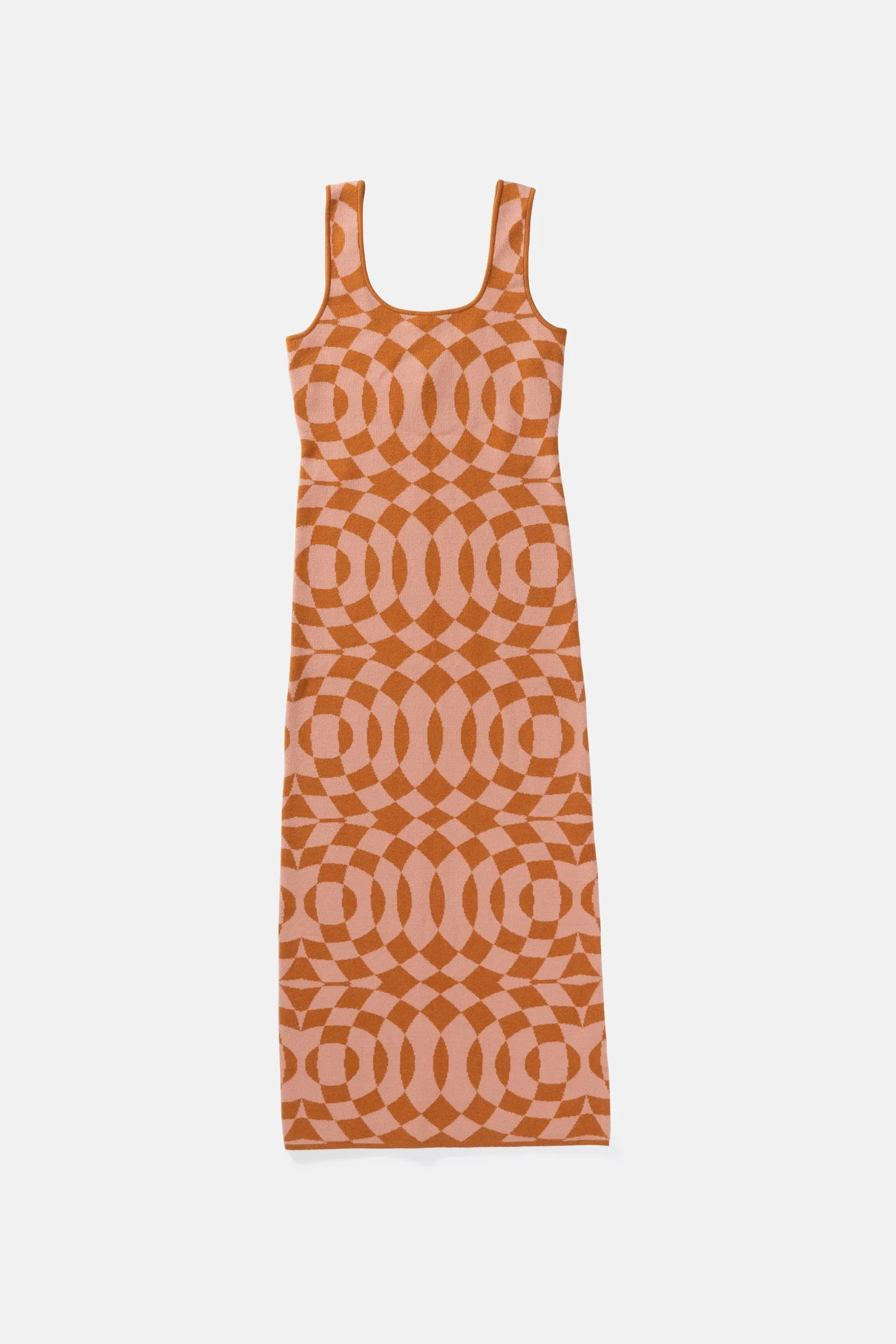 Interrupted Knit Midi Dress Rust