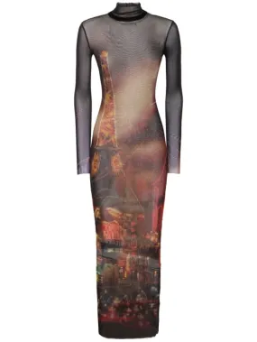 Jean Paul Gaultier   Pigalle printed mesh long dress 