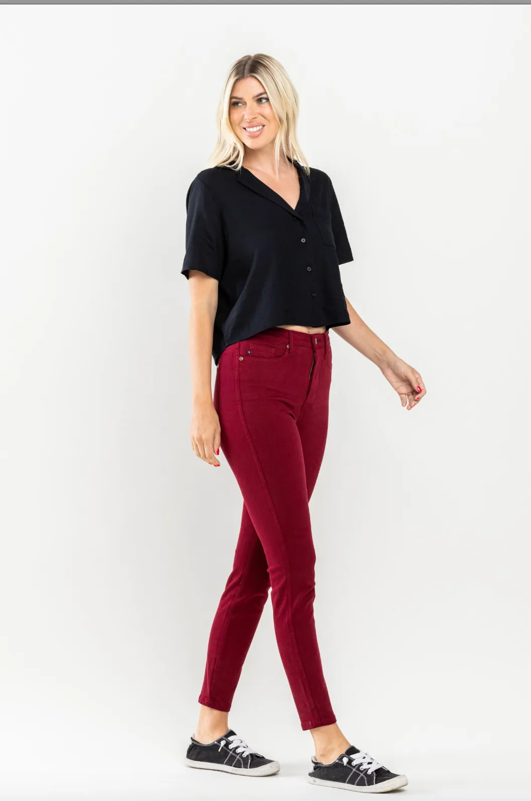 Judy Blue Tummy Control Skinny Jeans - Scarlet