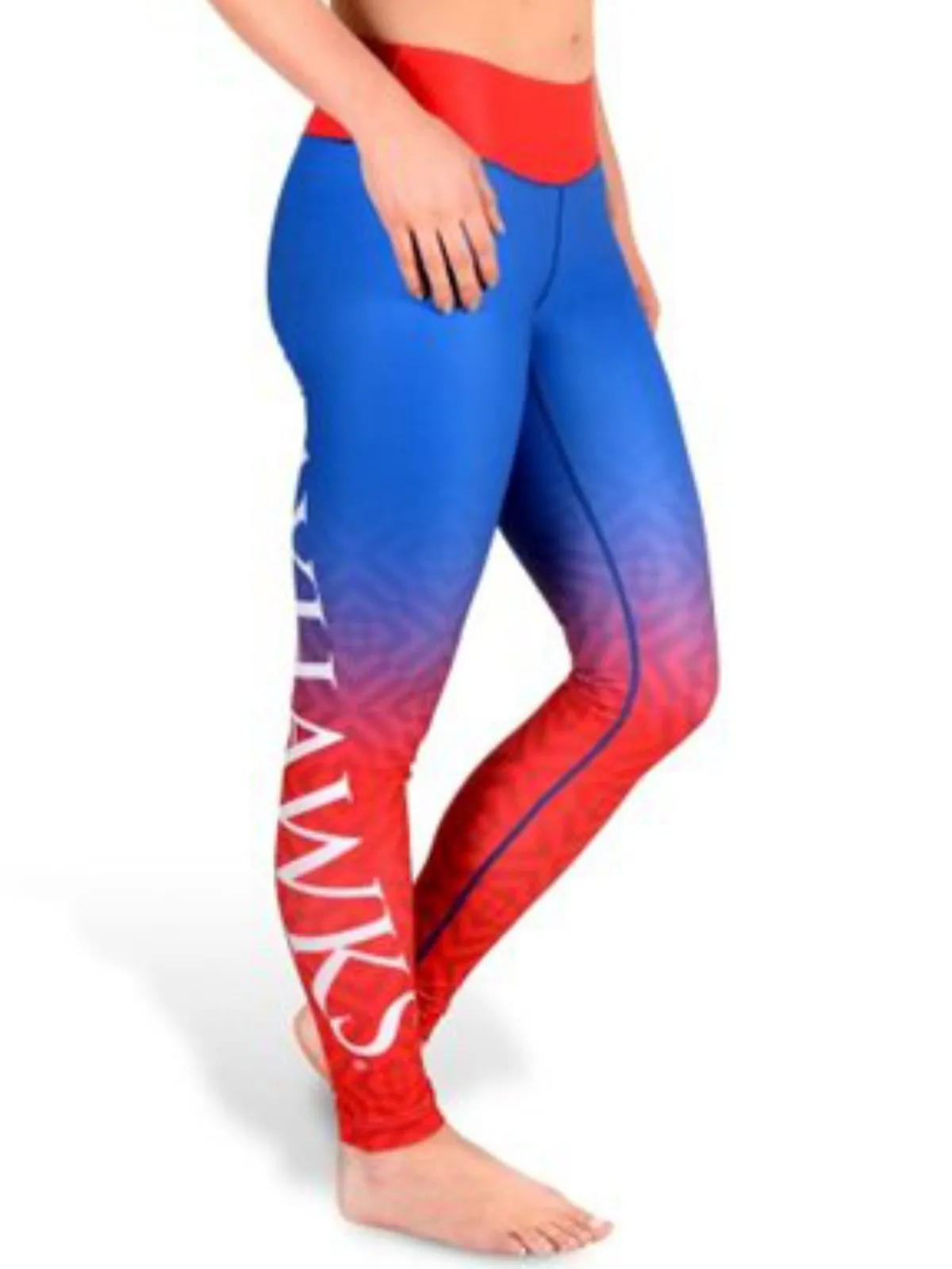 Kansas Jayhawks FC Women Blue Red Workout Performance Leggings