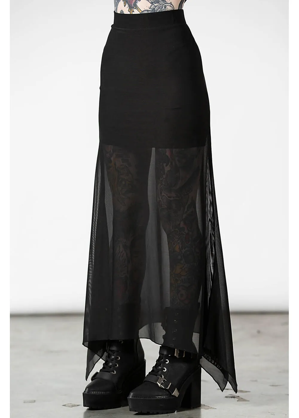 Killstar Death Star Mesh Maxi Skirt Black