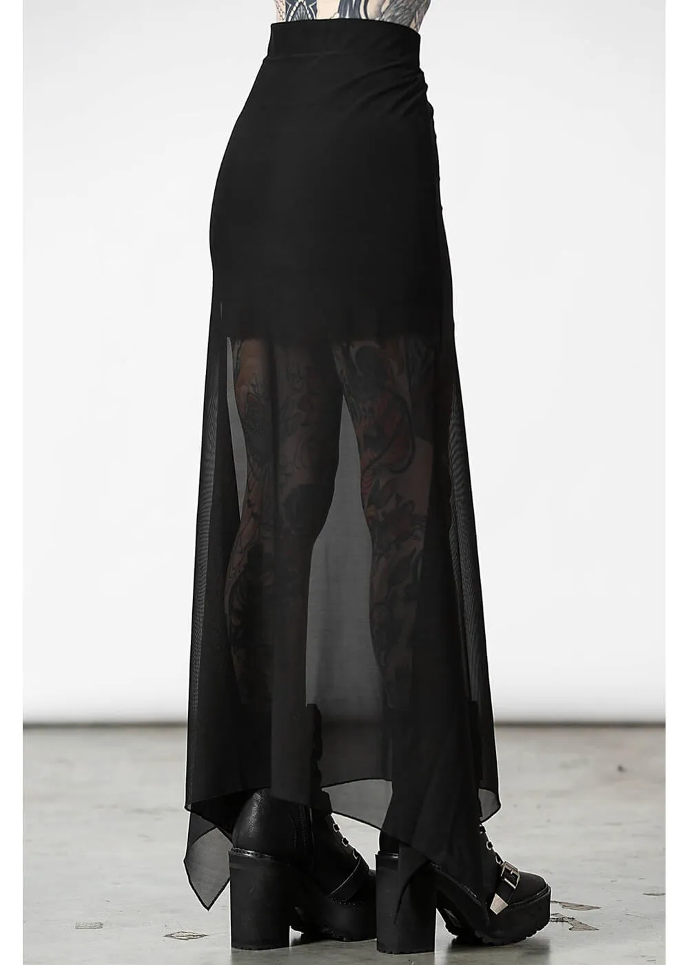 Killstar Death Star Mesh Maxi Skirt Black