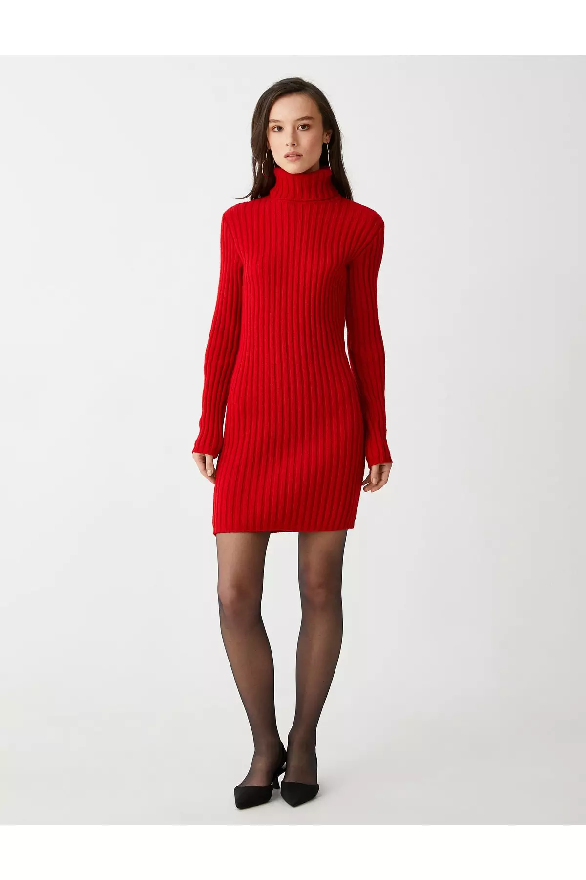 KOTON Turtleneck Mini Sweater Dress