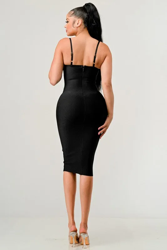 Lace Midi Cocktail Hour Bodycon Bandage Dress