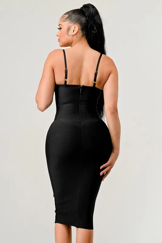 Lace Midi Cocktail Hour Bodycon Bandage Dress