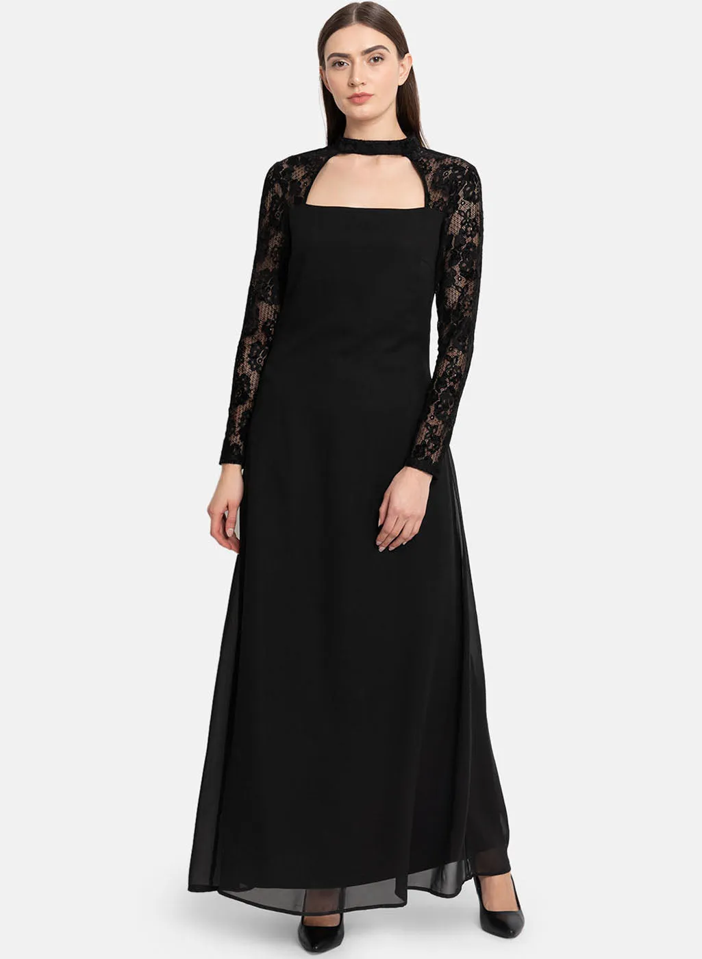 Lace Sleeve Maxi Dress