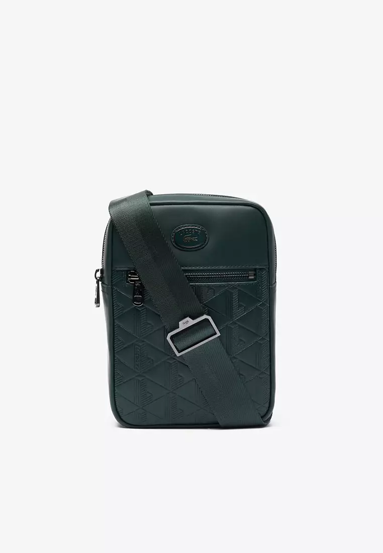 Lacoste Leather Monogram Print Vertical Satchel