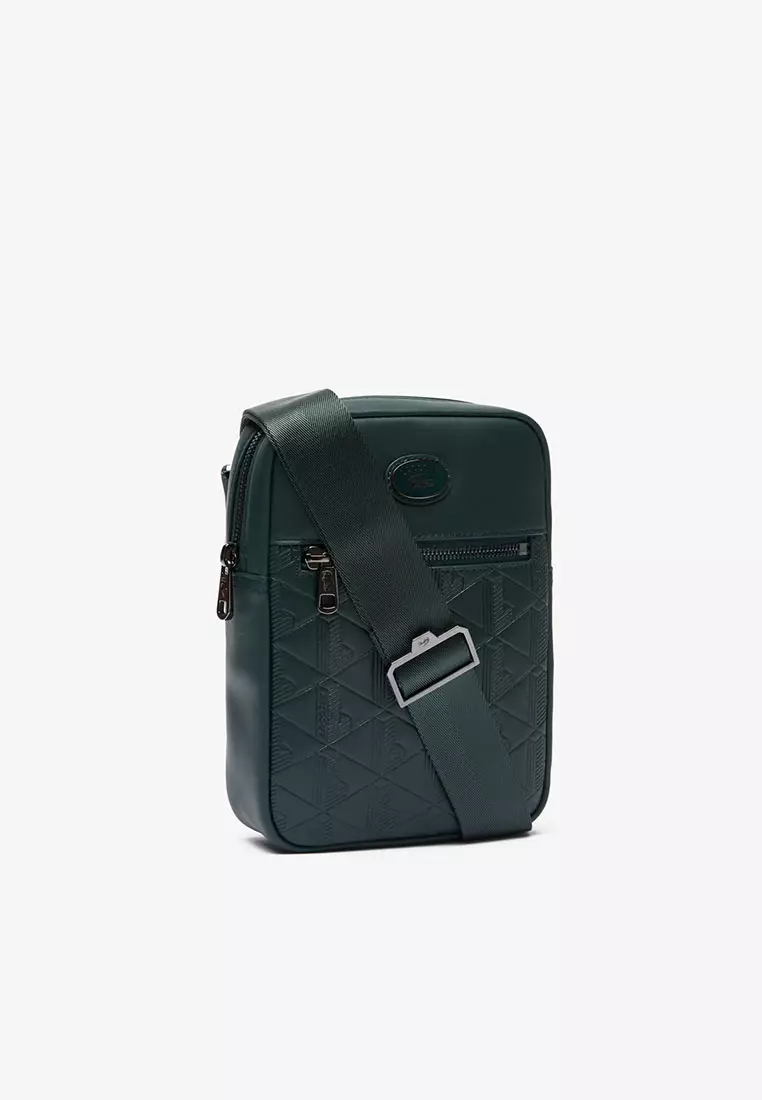 Lacoste Leather Monogram Print Vertical Satchel