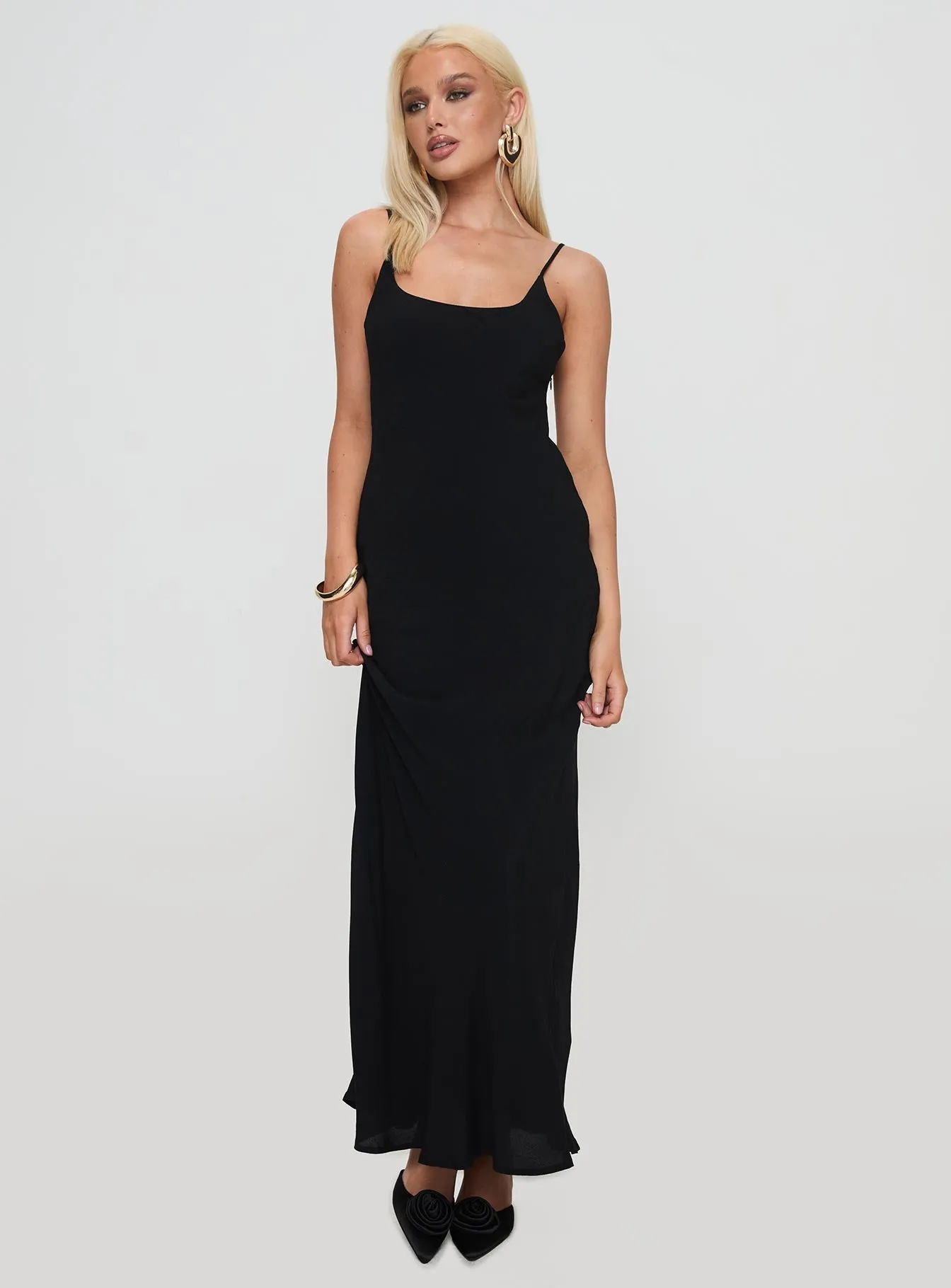 Lagane Bias Cut Maxi Dress Black