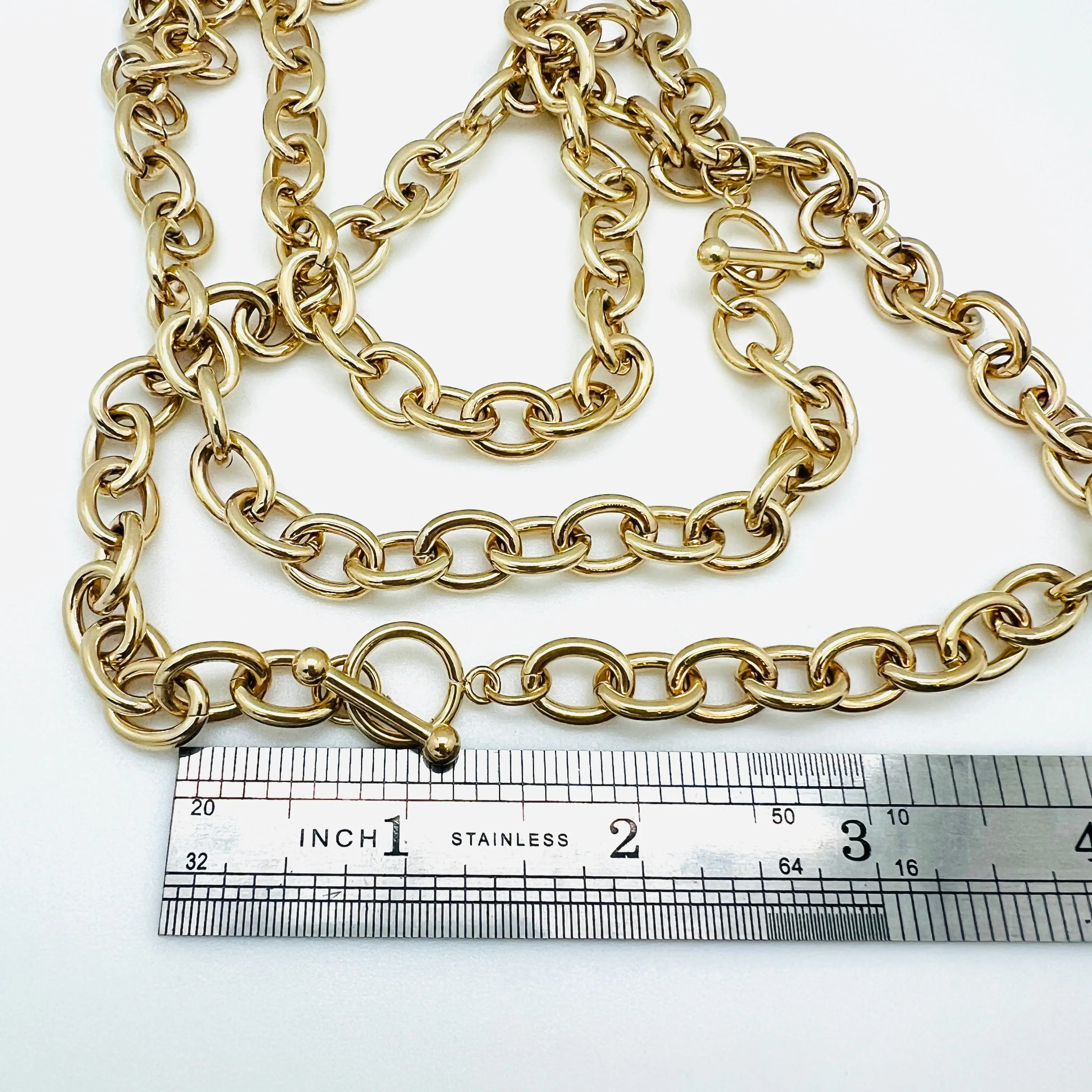 Large Cable Chain with Toggle - Plated Stainless - 18