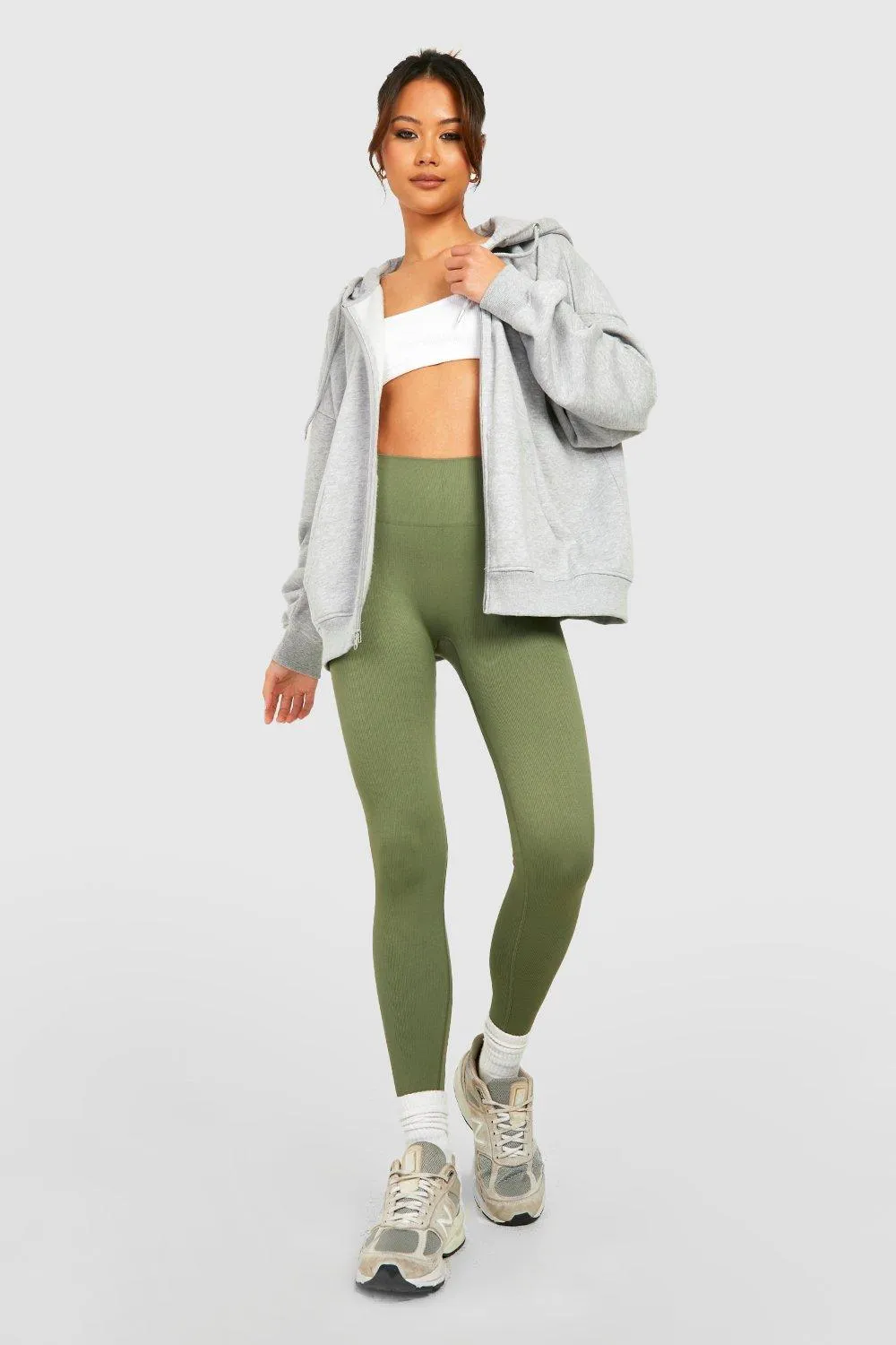 Leggings | Petite Seamless Rib High Waist Leggings | boohoo