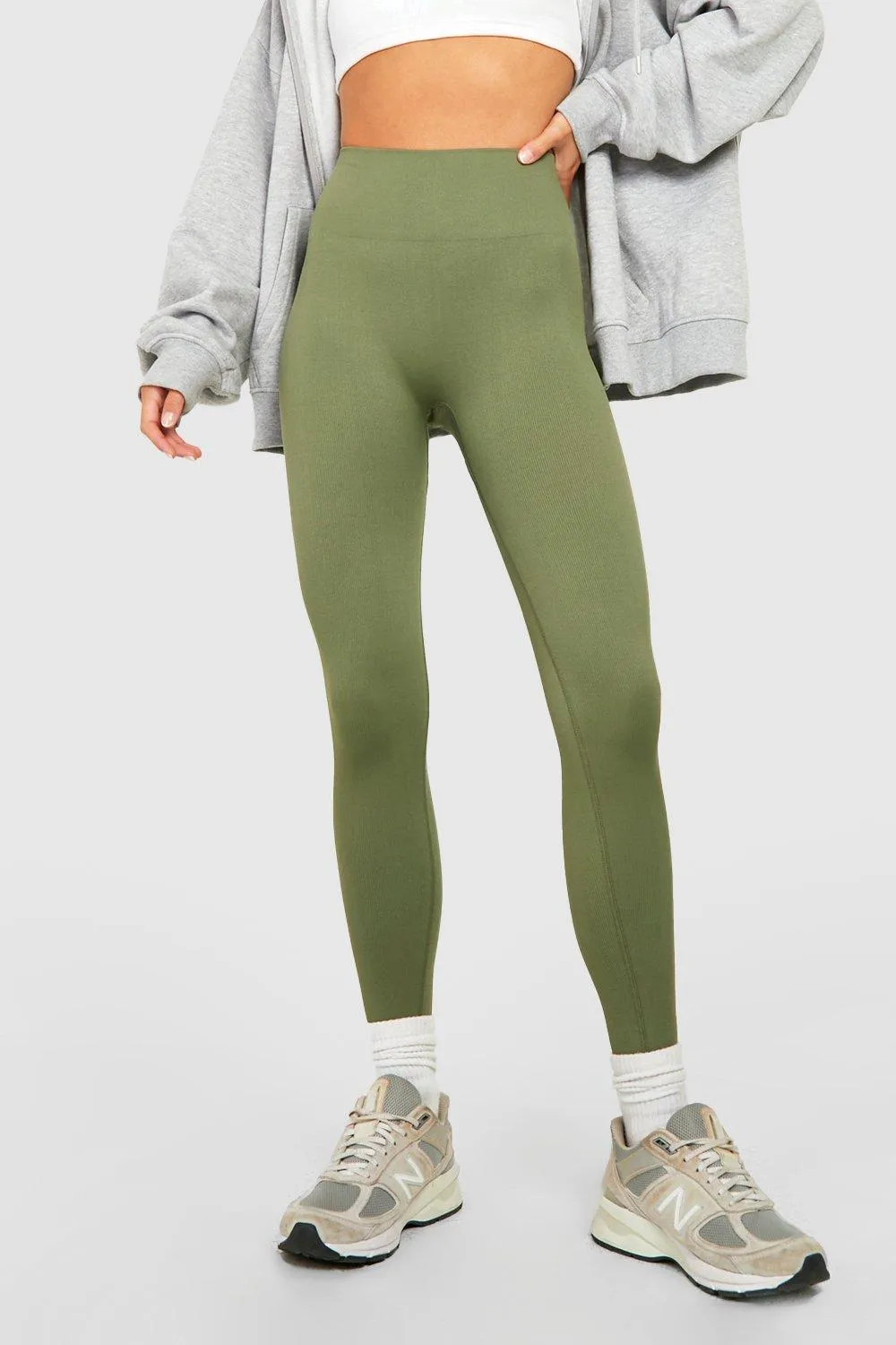 Leggings | Petite Seamless Rib High Waist Leggings | boohoo