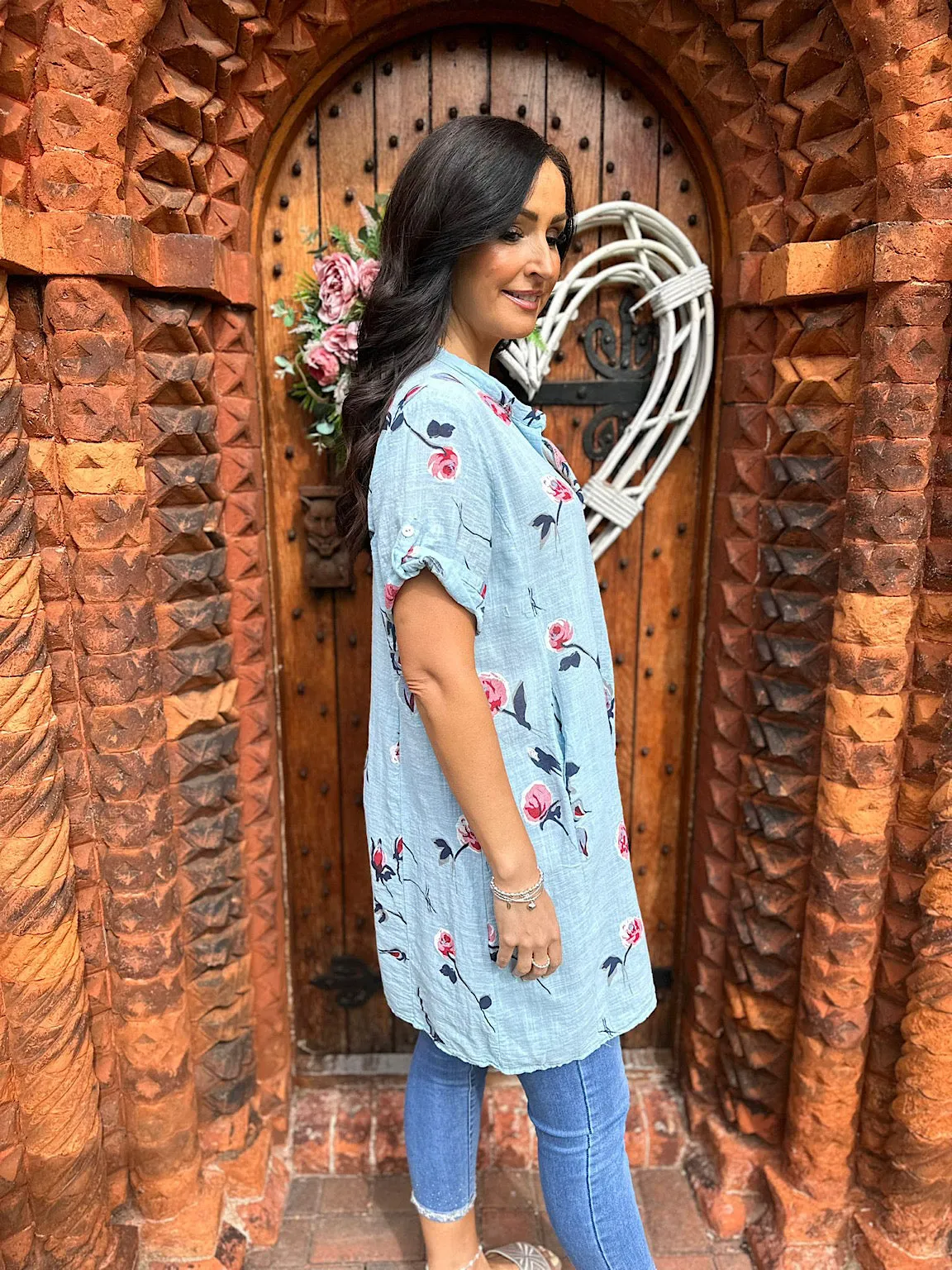 Light Blue Floral Pocket Tunic Sasha