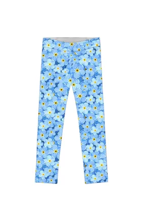 Little Forget-Me-Not Lucy Blue Floral Print Knit Legging - Girls