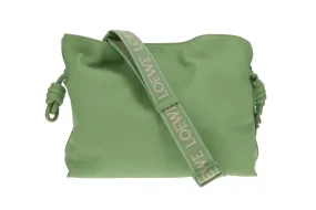 Loewe Lime Green Nappa Calfskin Flamenco Clutch with Logo Strap