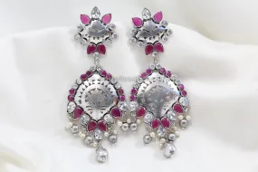 Long Ruby CZ Oxidized Chandbaali