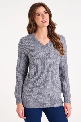 Long Sleeve V-Neck Knitted Tunic