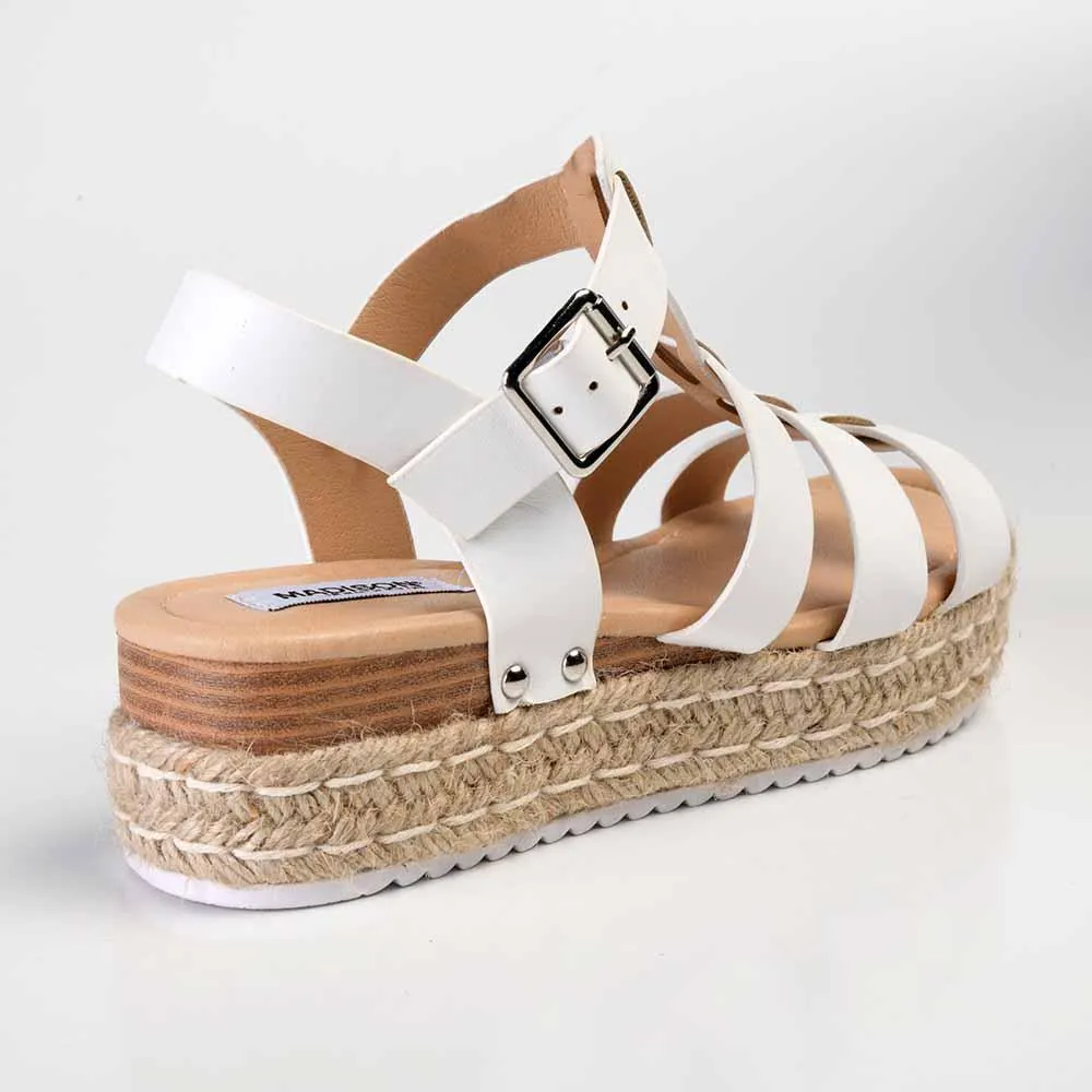 Madison Casablanca Strappy Espadrille Wedge Sandal - White