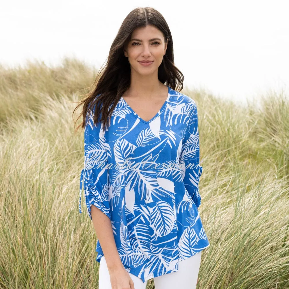 Marble Tunic Top - Style 6961-201 (Deep Blue / White)