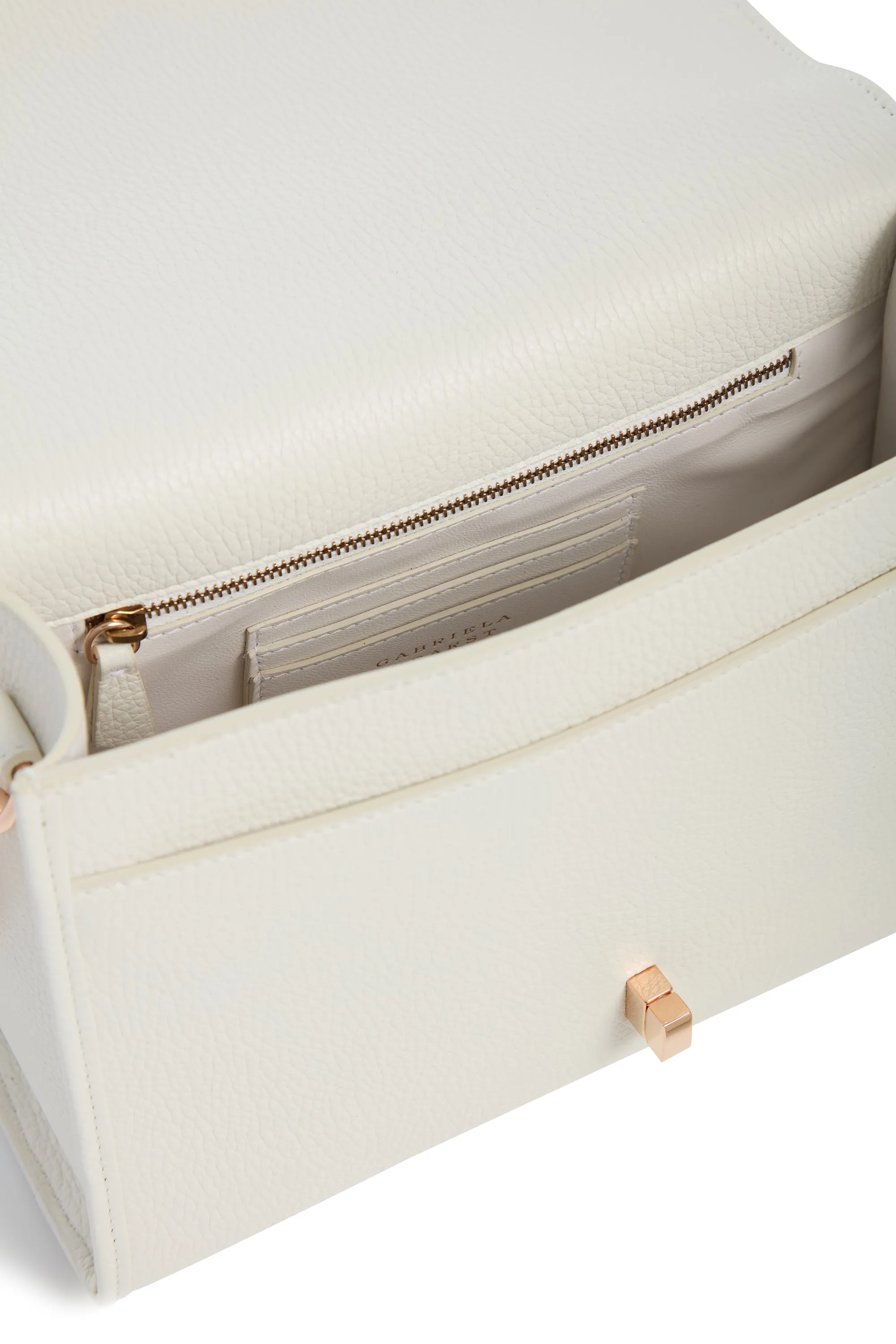 Medium Leonora Flap Bag in Ivory Grained Leather