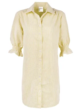 Miller Puff Sleeve Shirt Dress Yellow Seersucker Stripe