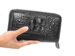 Multi Card Position Crocodile Leather Double Zipple Men Clutch Bag Business Large Capacity Long