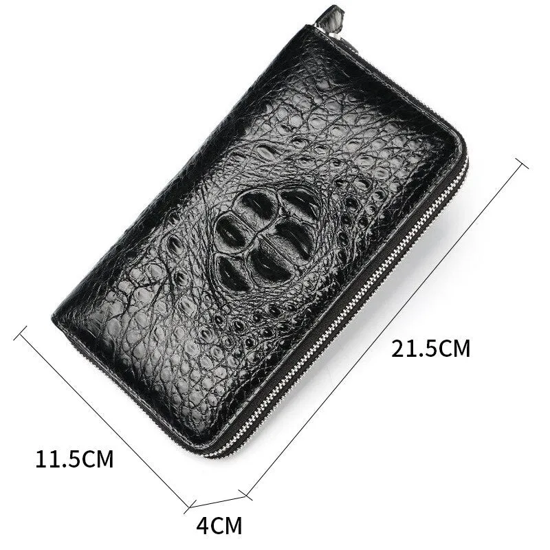 Multi Card Position Crocodile Leather Double Zipple Men Clutch Bag Business Large Capacity Long