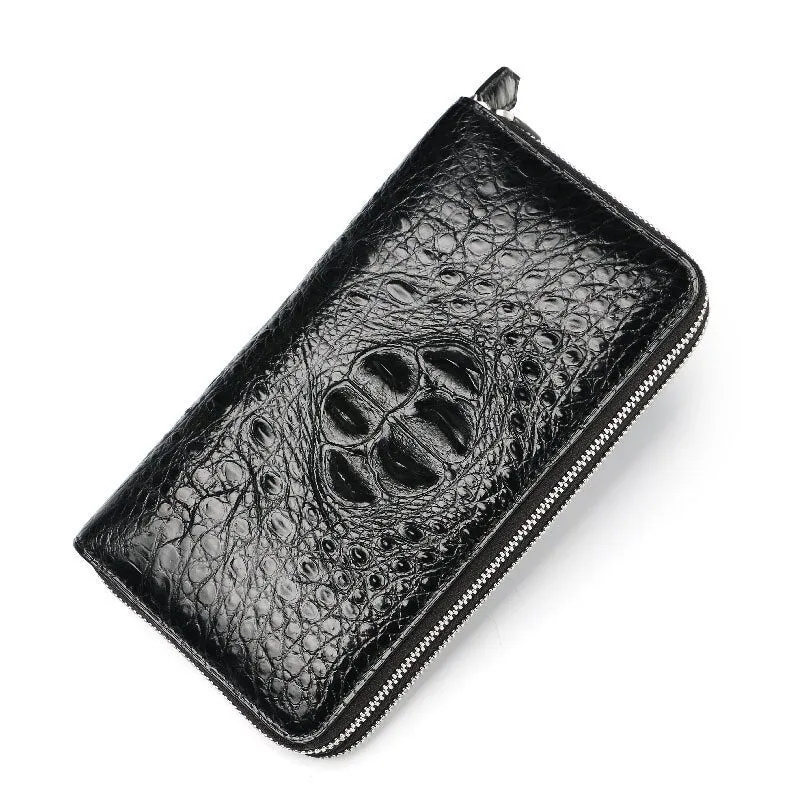 Multi Card Position Crocodile Leather Double Zipple Men Clutch Bag Business Large Capacity Long