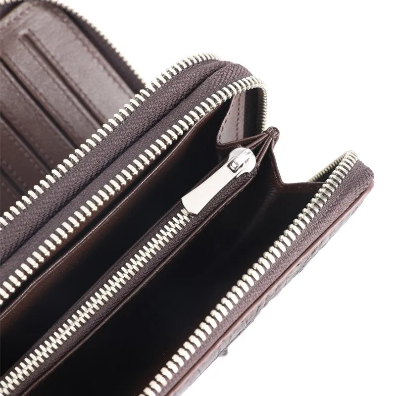 Multi Card Position Crocodile Leather Double Zipple Men Clutch Bag Business Large Capacity Long