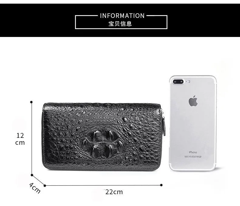 Multi Card Position Crocodile Leather Double Zipple Men Clutch Bag Business Large Capacity Long