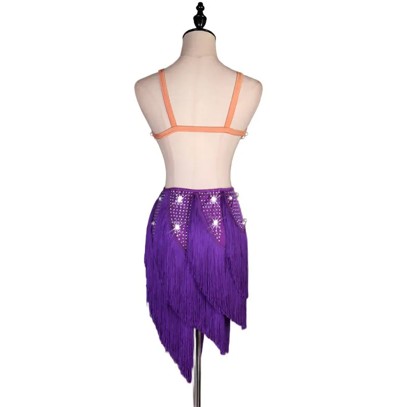 Multi Color Fringe Rhythm Competition Dress | LQ001