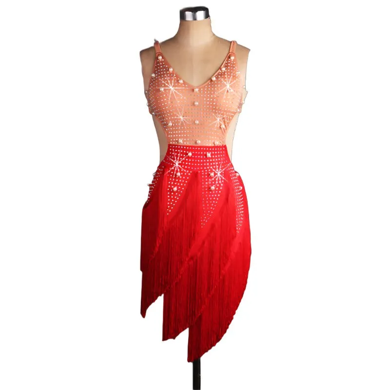 Multi Color Fringe Rhythm Competition Dress | LQ001