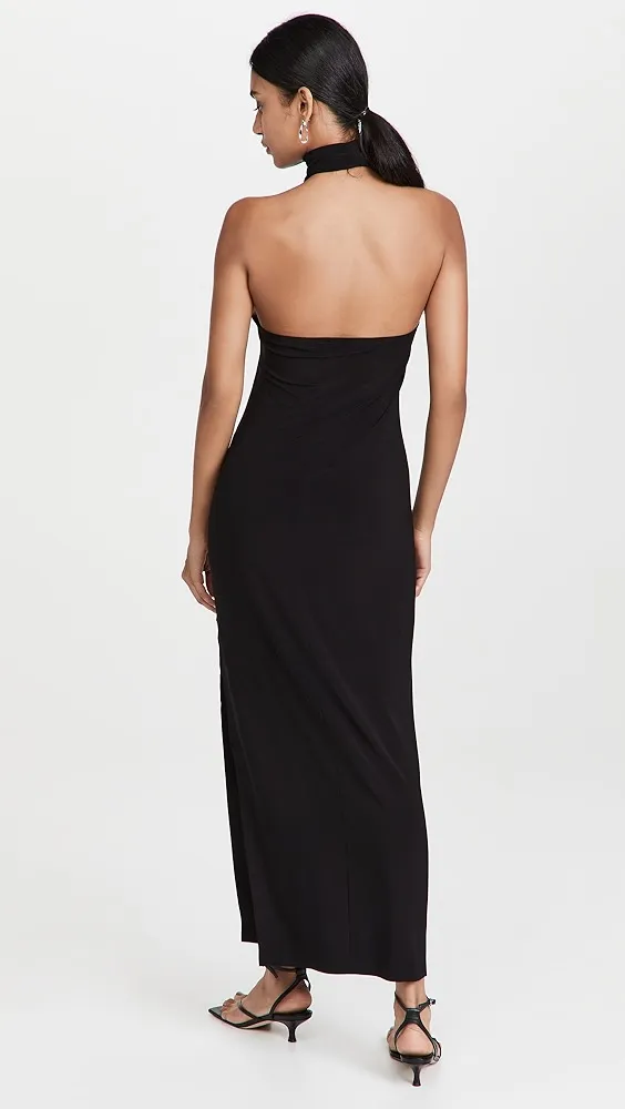 Norma Kamali   Halter Turtle Side Slit Gown 