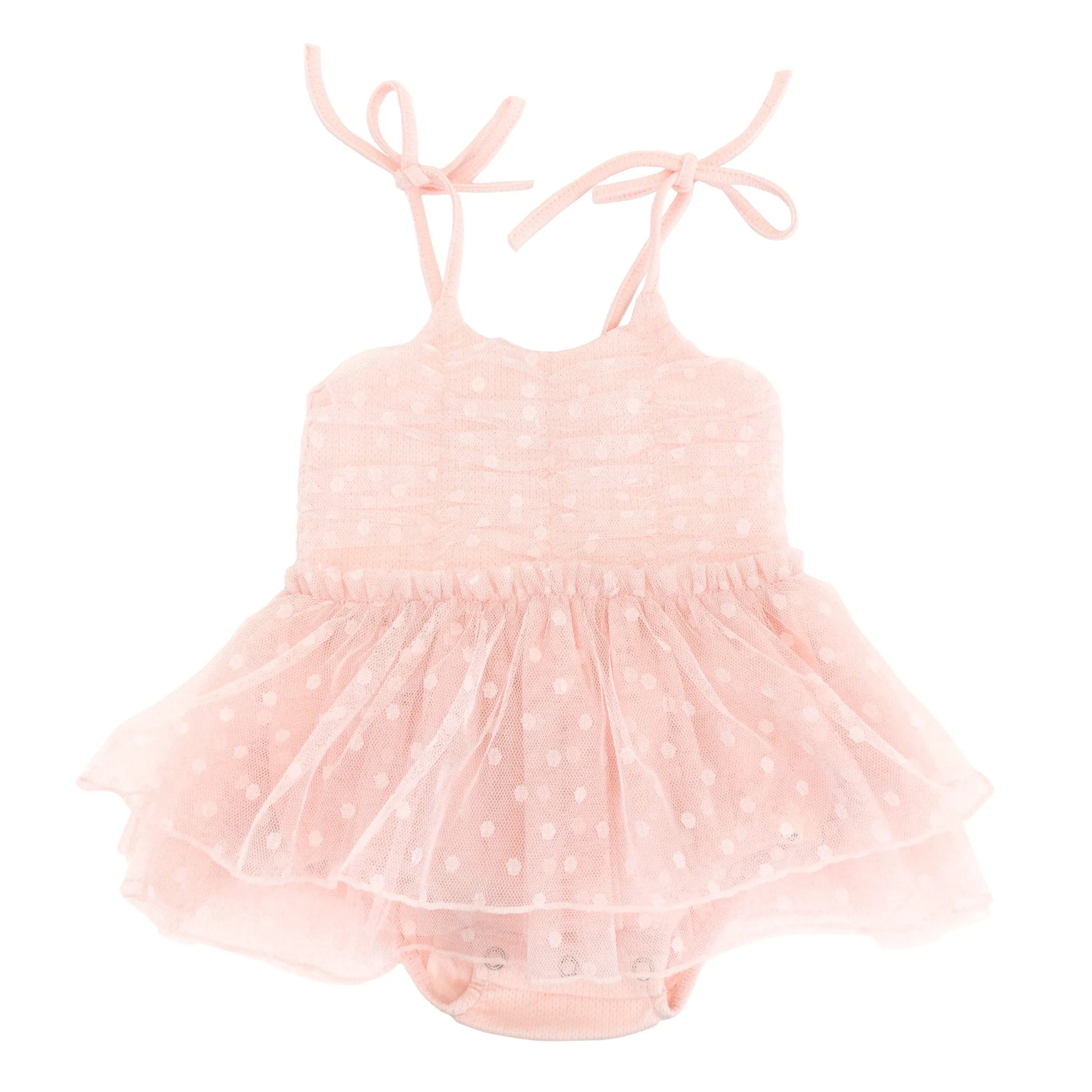 oh baby! Dotted Mesh Pointelle Ballet Dress - Pale Pink