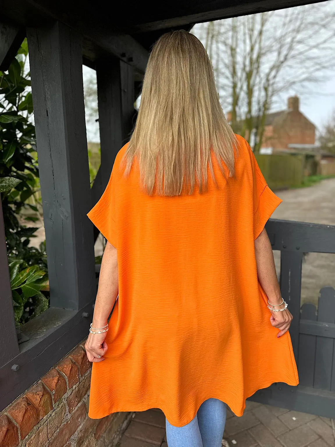 Orange Dipped Hem Crepe Tunic Angie