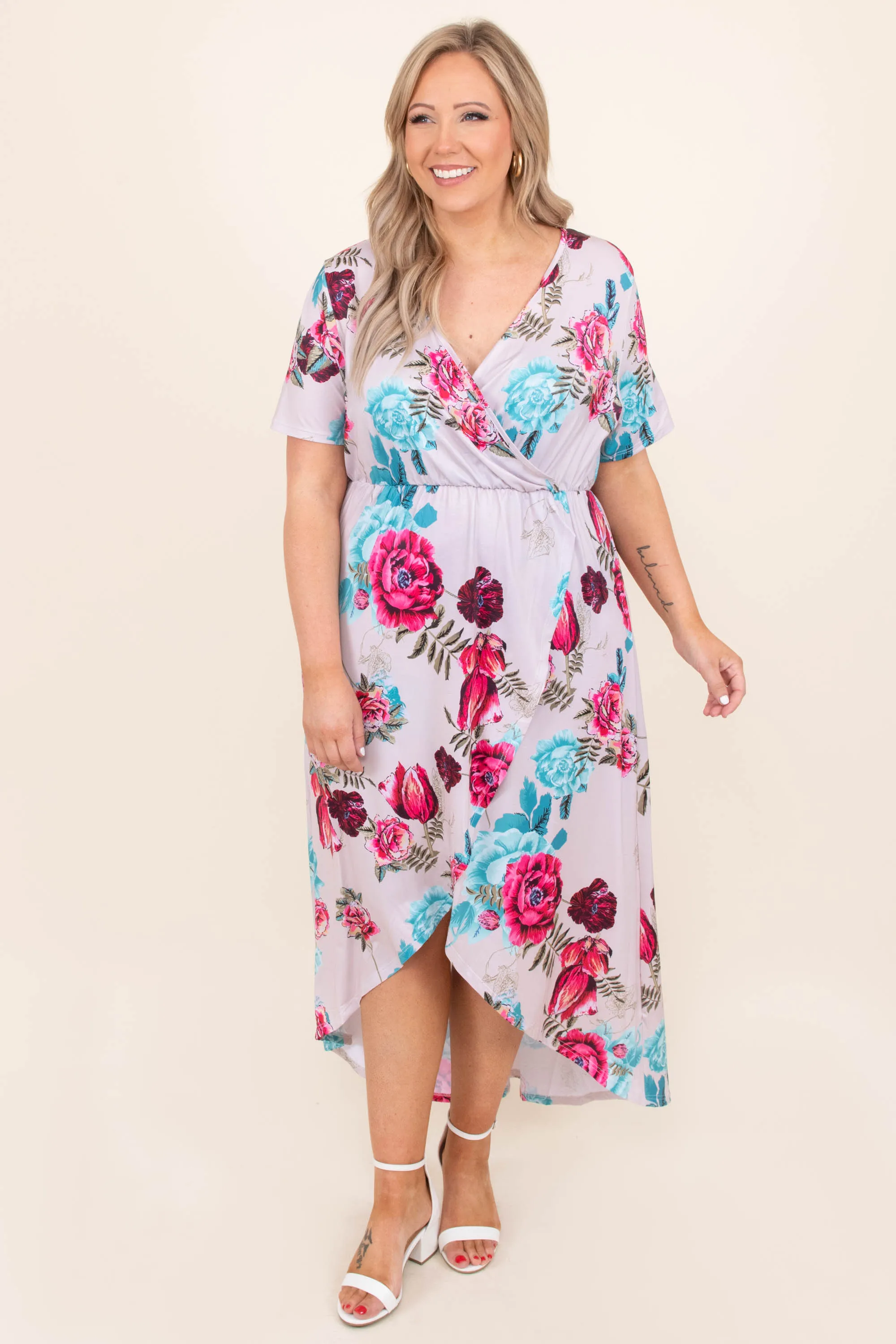 Over The Horizon Dress, Tan Floral