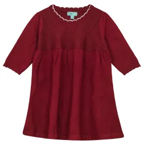 P4504-TEXTURED YOKE KNIT DRESS-RED