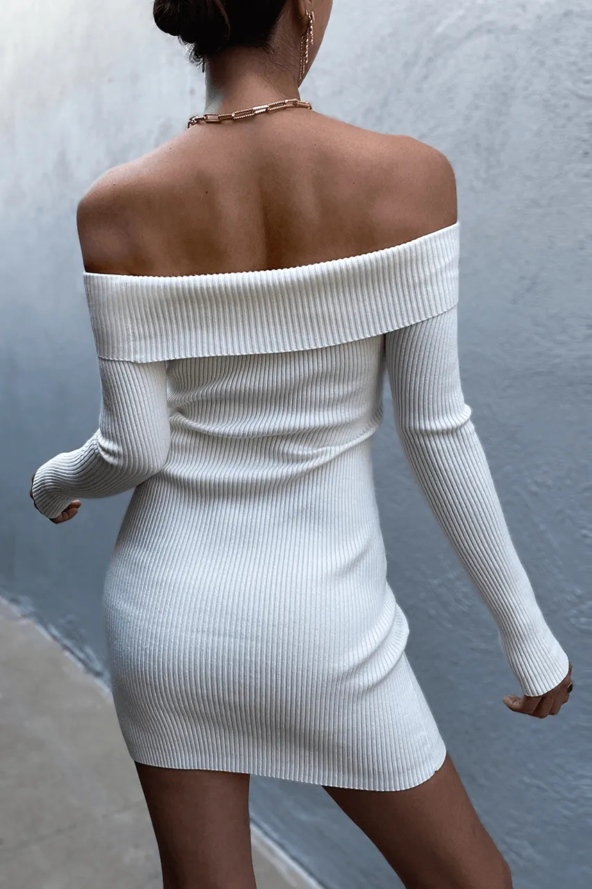 Palm Knit Dress - Cream