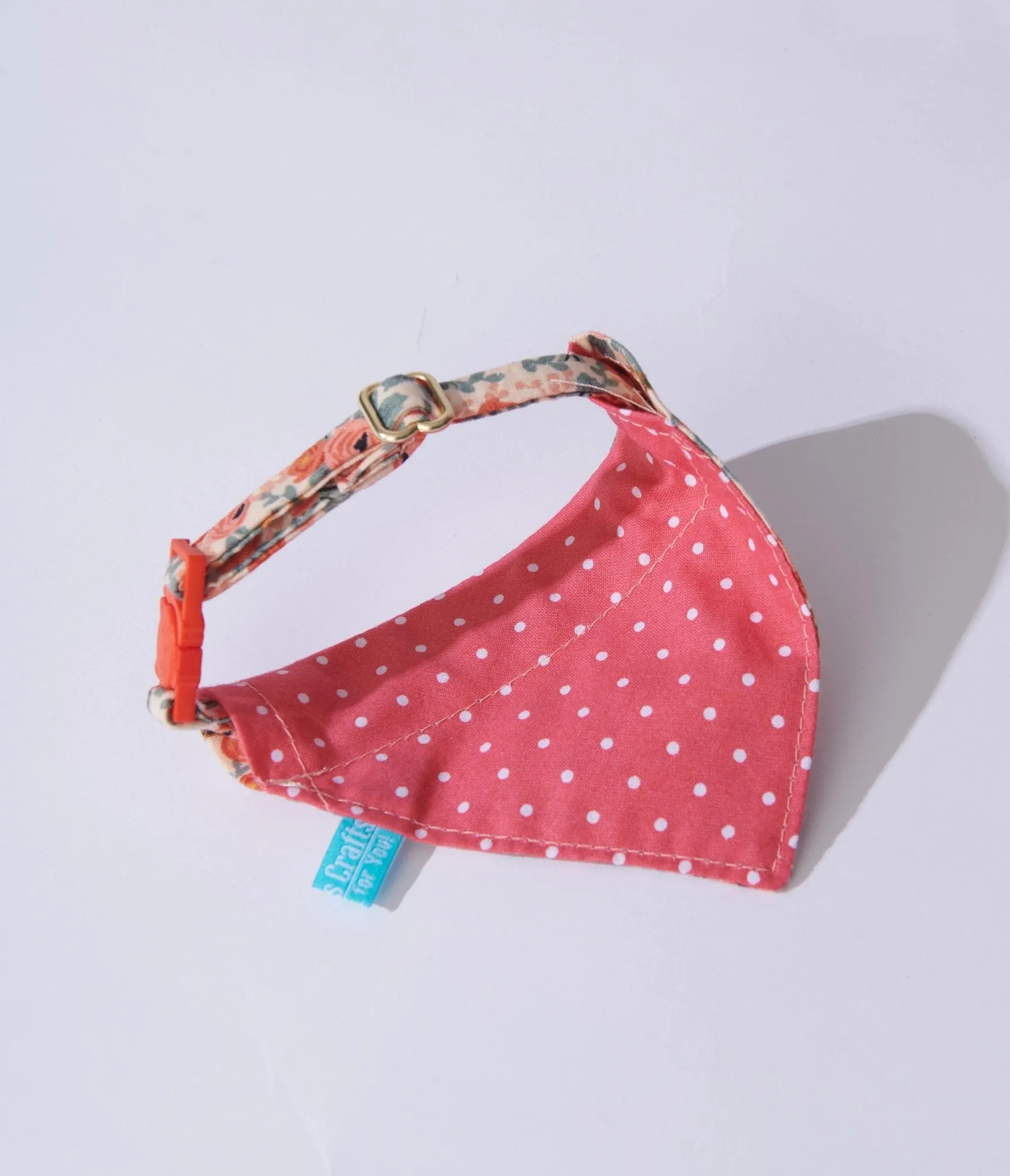 Peach Floral Over the Collar Cat Bandana