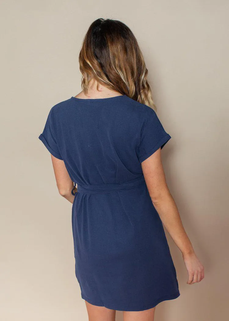 Pinch Navy Belted Tie Waist Knit Dress ***FINAL SALE***