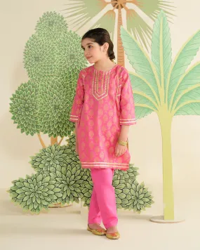 Pink Jacquard Tunic Set