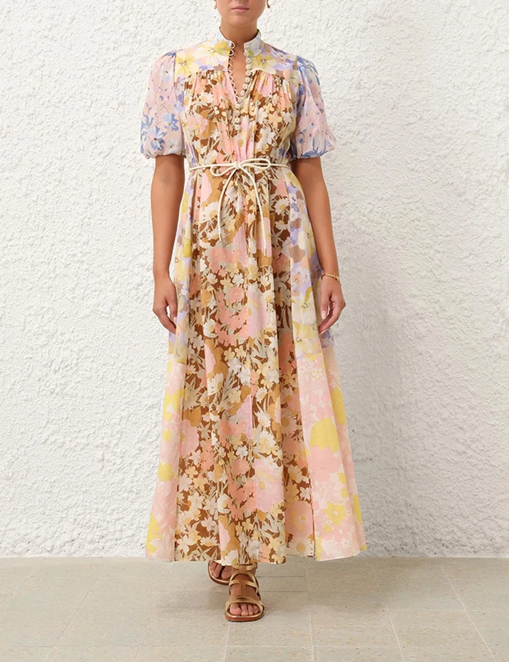 Pop Puff Sleeve Maxi Dress